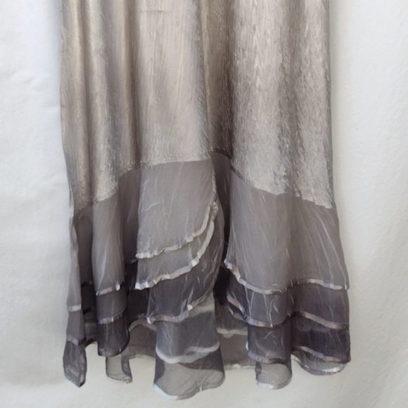 Komarov Ombre Charmeuse Dress & Chiffon Jacket Oyster Smoke PXL - Picture 9 of 16